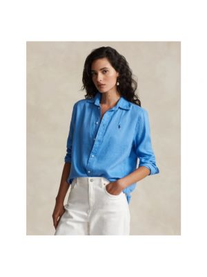 Blusa con bordado de lino Polo Ralph Lauren azul