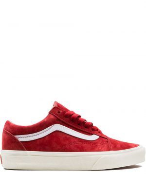 Semsket skinn sneakers Vans rød