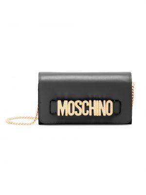 Кожаный кошелек со стразами Moschino черный