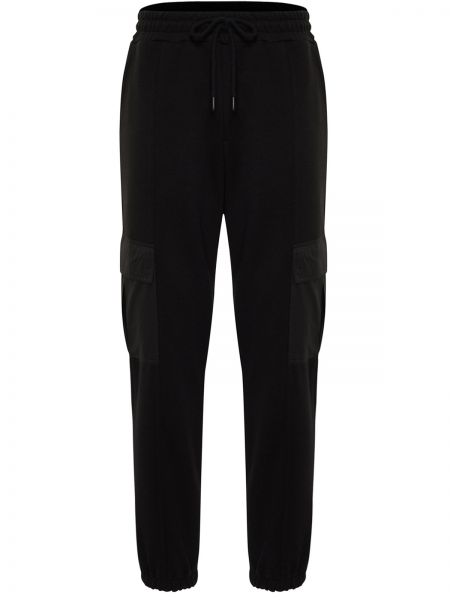 Relaxed fit „cargo“ stiliaus kelnės oversize su kišenėmis Trendyol juoda