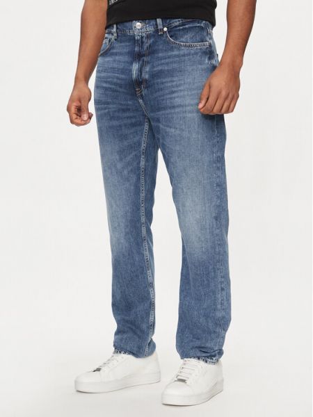 Voľné priliehavé džínsy s rovným strihom Guess modrá