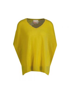Sweter z kaszmiru z dekoltem w serek elegancki Absolut Cashmere żółty