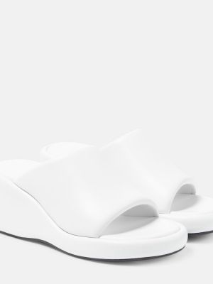 Кожени сандали с клин ток Balenciaga бяло
