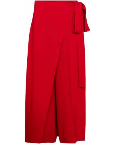 Jupe mi-longue taille haute en crêpe Valentino rouge