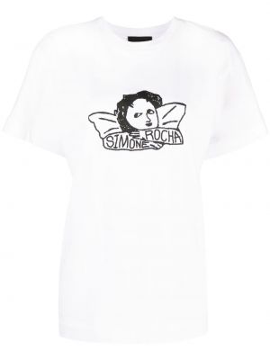 Kokvilnas t-krekls ar apdruku Simone Rocha balts