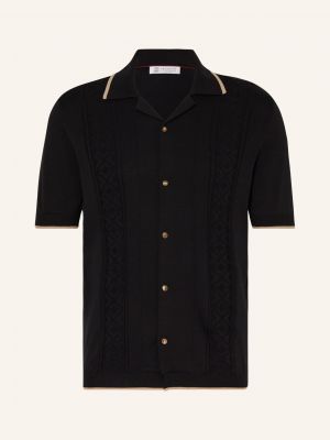 Dzianinowa koszula slim fit Brunello Cucinelli czarna