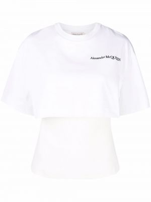 Broderet t-shirt Alexander Mcqueen hvid