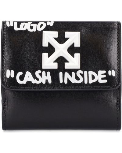 Kožená peňaženka s potlačou Off-white čierna