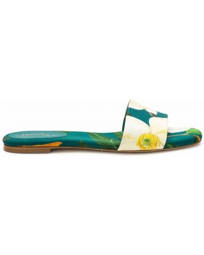 Květinové pantofle s potiskem Oscar De La Renta zelené