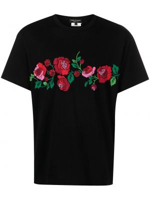 Floral bomull t-skjorte Comme Des Garçons Homme Plus svart