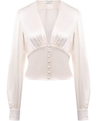 Шелковая блузка Saint Laurent, белая