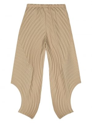 Pantalon à rayures plissé Issey Miyake beige