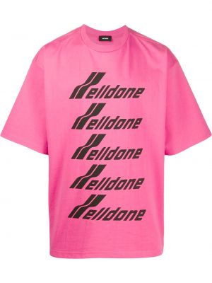 Majica s printom oversized We11done ružičasta