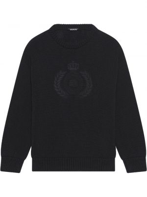 Haftowane długi sweter bawełniane Balenciaga - сzarny