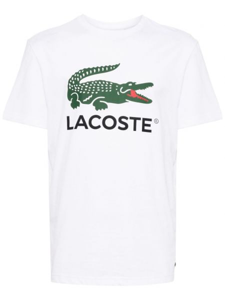 Kokvilnas t-krekls ar apdruku Lacoste balts
