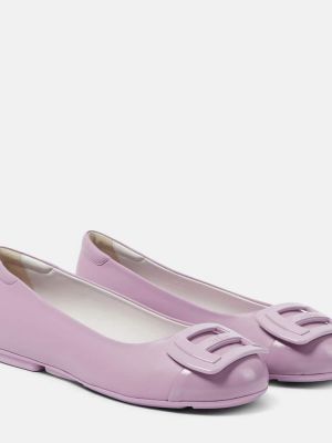 Bőr balerina cipők Hogan rózsaszín