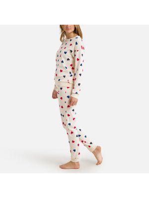 Pijama de algodón manga larga Petit Bateau beige