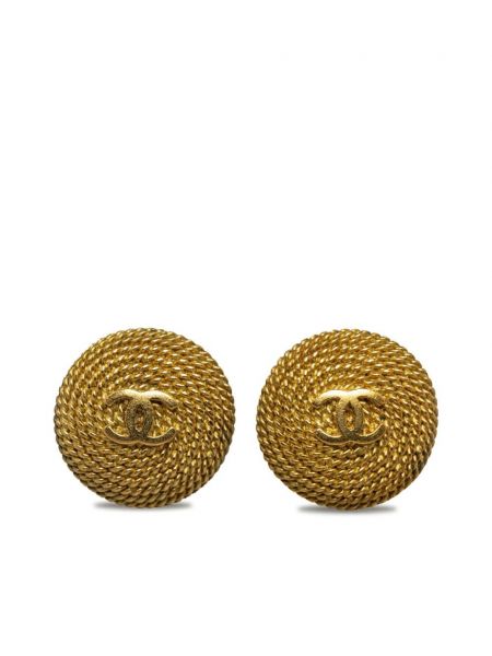 Náušnice na gombíky Chanel Pre-owned zlatá
