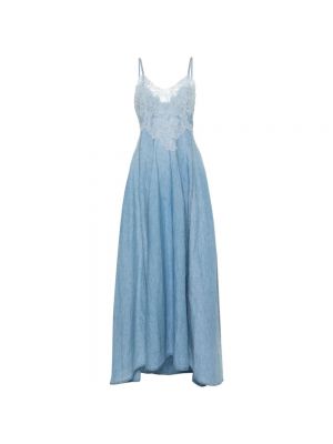 Sukienka długa koronkowa Ermanno Scervino niebieska