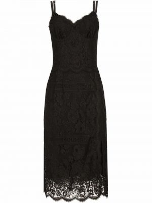 Csipkés midi ruha Dolce & Gabbana fekete