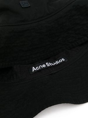 Bonnet en coton avec applique Acne Studios noir