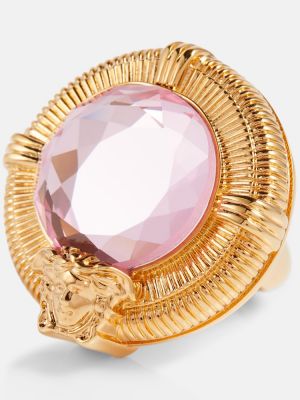 Pierścionek z kryształkami Versace różowy