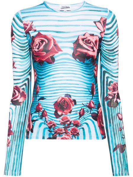 Bluză cu model floral cu imagine Jean Paul Gaultier