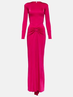 Sukienka długa z dżerseju Victoria Beckham różowa