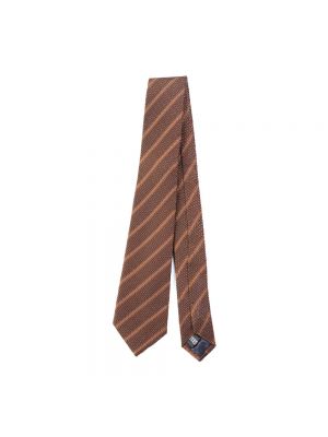 Jedwabny krawat Tagliatore brązowy