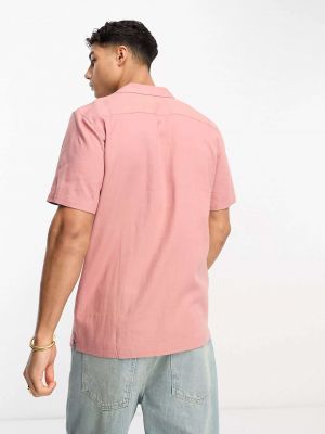 Льняная рубашка с коротким рукавом New Look розовая
