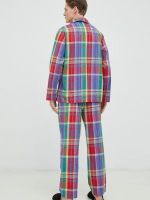 Piżama bawełniana Polo Ralph Lauren czerwona