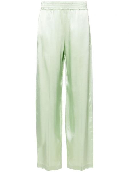 Satynowe spodnie relaxed fit Victoria Beckham zielone