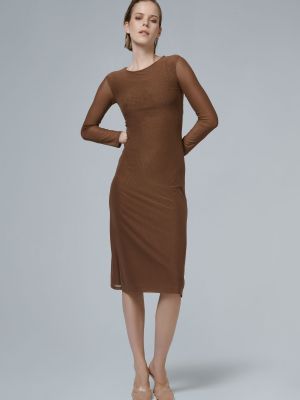 Платье с длинным рукавом Leem коричневое