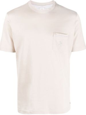 Памучна тениска с кръгло деколте Eleventy бяло