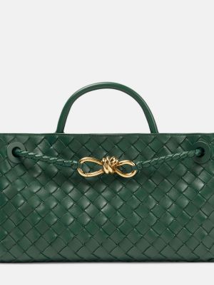 Usnjena nakupovalna torba Bottega Veneta zelena
