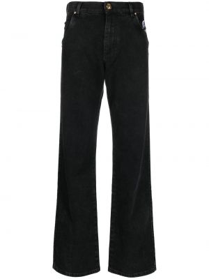 Straight fit džíny s výšivkou Balmain černé