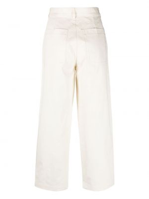 Puuvillased tikitud sirged püksid Maison Kitsuné valge