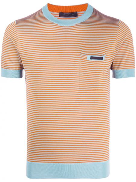 Camiseta ajustada a rayas Prada naranja