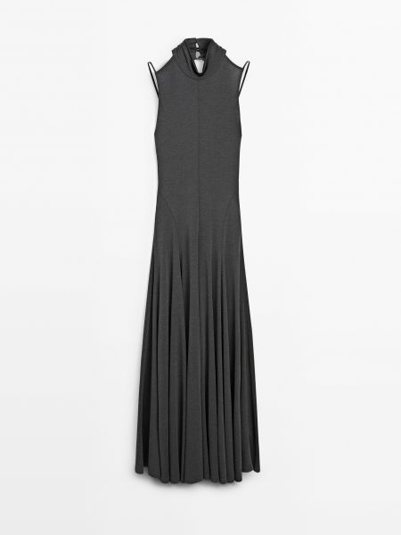 Длинное платье Massimo Dutti серое