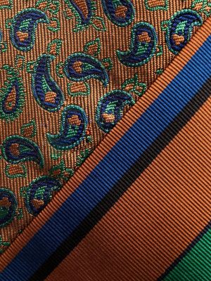 Corbata de cachemir a rayas con estampado Etro naranja