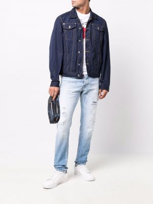 Džinsa jaka ar pogām ar kabatām Dsquared2 zils