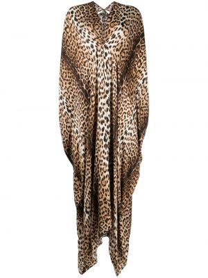 Robe à imprimé à imprimé léopard Roberto Cavalli noir