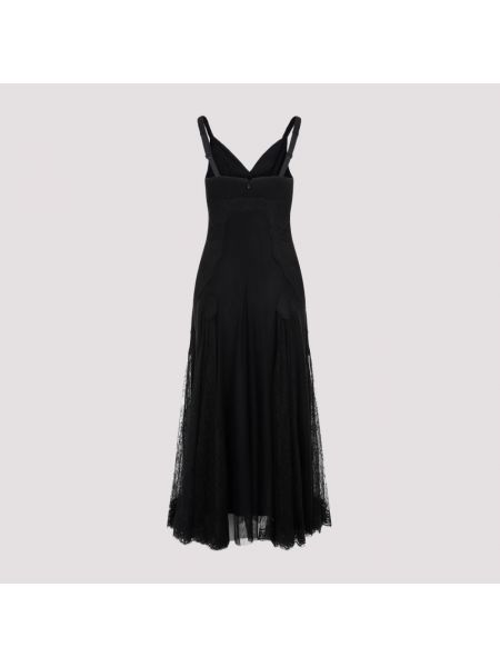Vestido largo con escote v de encaje Dolce & Gabbana negro