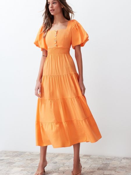 Fonott ruha Trendyol narancsszínű