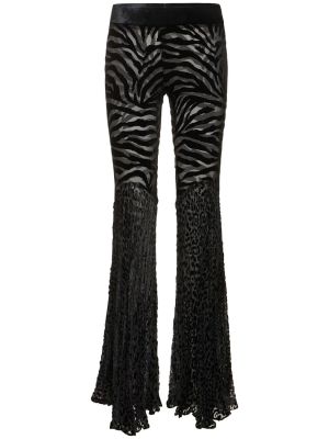 Zamatové nohavice so vzorom zebry Roberto Cavalli čierna