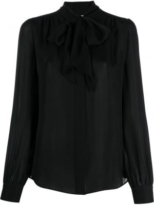 Jedwabna koszula z kokardką Moschino czarna