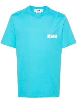 Bombažna majica s potiskom Msgm modra