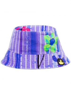 Žametna kapa iz rebrastega žameta s cvetličnim vzorcem Az Factory vijolična