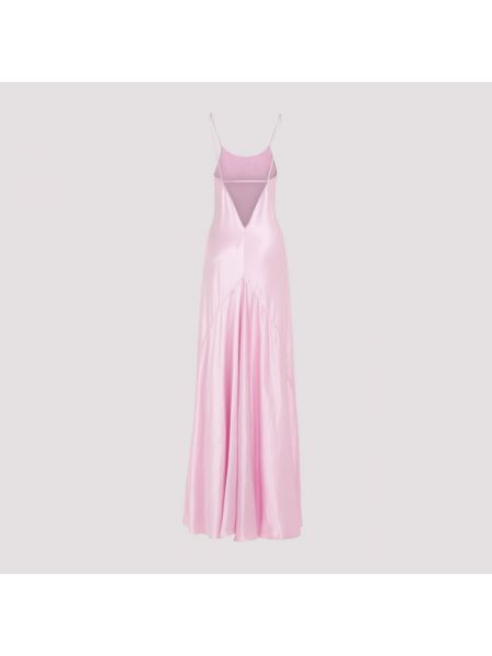 Satynowa rozkloszowana sukienka Victoria Beckham różowa