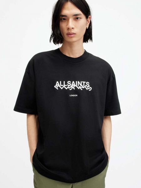 Koszulka bawełniana z nadrukiem Allsaints czarna